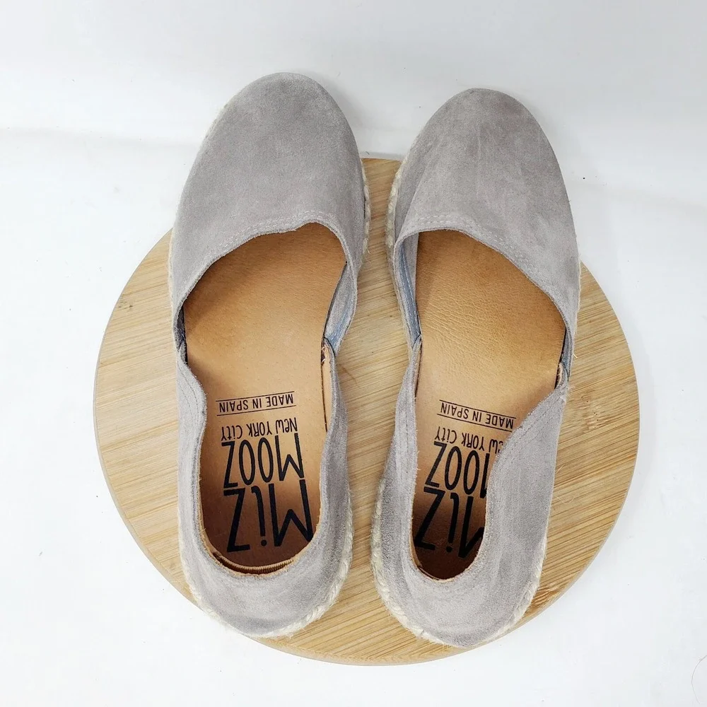 Miz Mooz Espadrille Sandals Womens 41 Carmena Grey‎ Suede D'Orsay Flat Shoes